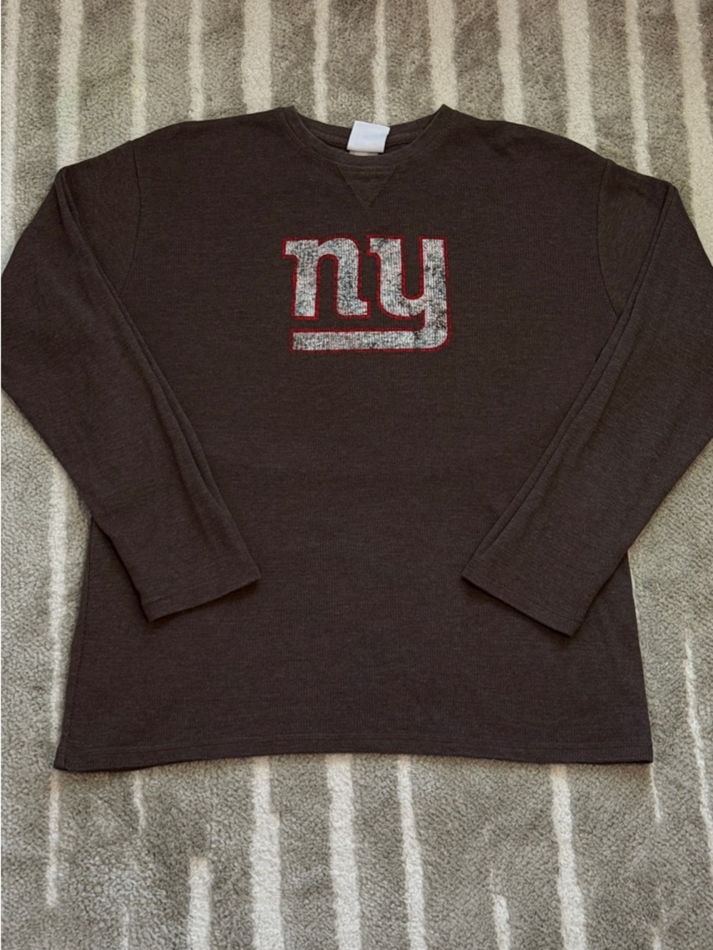 New York Giants Dark Gray NFL Team Apparel Red White Logo Long Sleeve